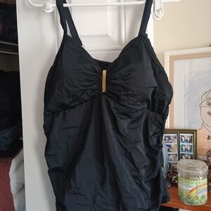 Black Swimsuit with Gold Accent